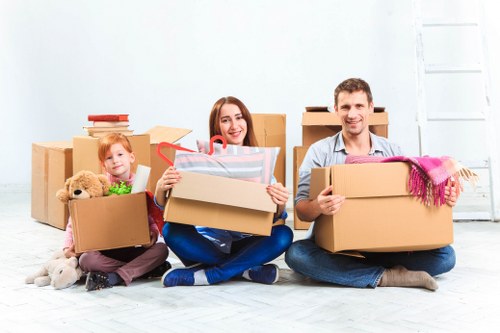 Moving boxes and furniture prepared for removals in South Kensington