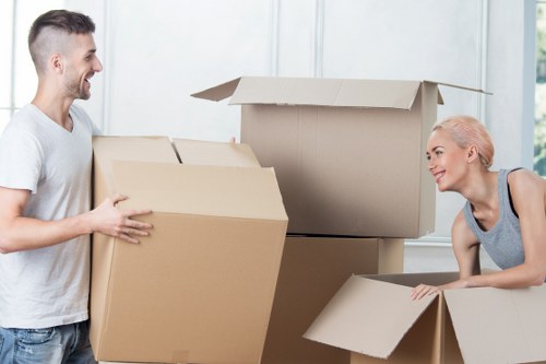 Protected sofas and tables stored safely in South Kensington