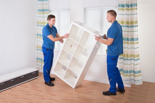 Organized long-term storage space in Southkensington with labeled boxes and shelves